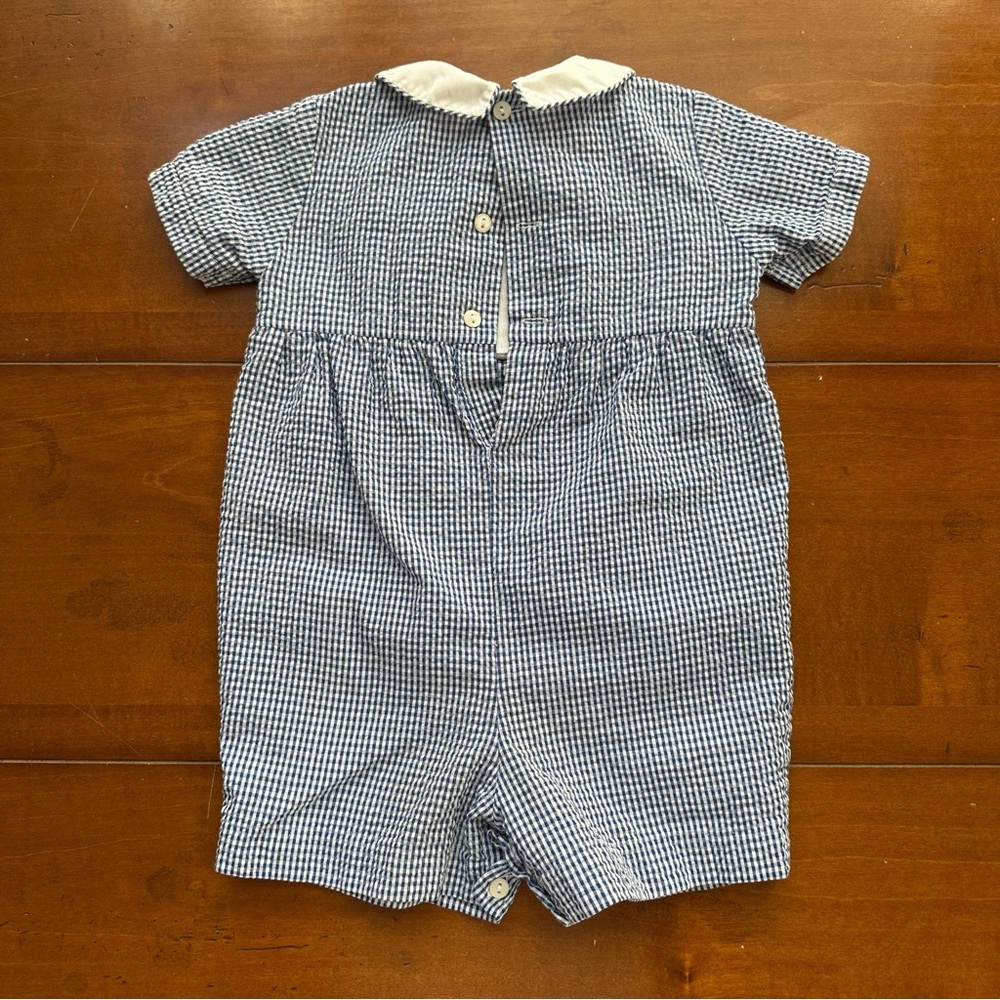 Vive Le Fete - Blue and White Gingham Smocked Romper 18months- Party Animals - Picture 5 of 5